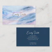 Pastel Blauw Roze Waterverf Marmer Abstract Visitekaartje (Voorkant / Achterkant)