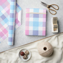 Pastel blauw roze zoete Gingham witte ruitjesprint