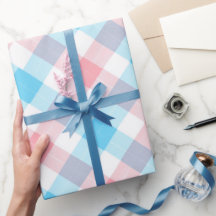 Pastel blauw roze zoete Gingham witte ruitpatroon