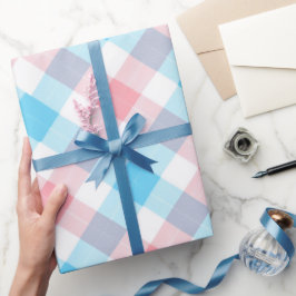 Pastel blauw roze zoete Gingham witte ruitpatroon Cadeaupapier