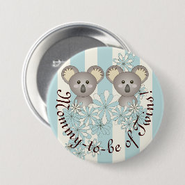 Pastel Blauw Schattige Baby Koala Mom-to-be van Tw Ronde Button 7,6 Cm