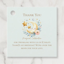 Pastel Blauw Schattige Maan 1e Verjaardag Bedankjes Labels