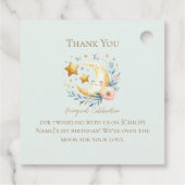 Pastel Blauw Schattige Maan 1e Verjaardag Bedankjes Labels (Achterkant)