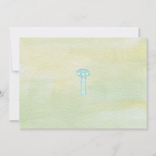 Pastel blauw schattige robot het is een jongen bab kaart (Achterkant)