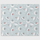 Pastel Blauw Schattige Sneeuwbol Kerstmis Cadeaupapier (Vlak)