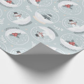 Pastel Blauw Schattige Sneeuwbol Kerstmis Cadeaupapier (Hoek)