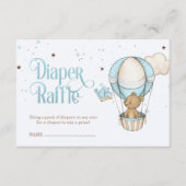 Pastel Blauw Teddy Bear Luchtballon Luier Raffle Informatiekaartje (Voorkant)