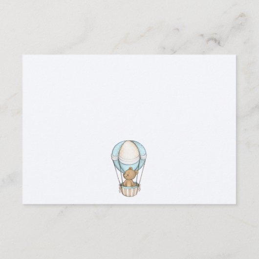 Pastel Blauw Teddy Bear Luchtballon Luier Raffle Informatiekaartje (Achterkant)