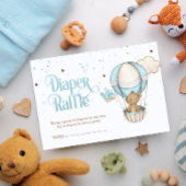 Pastel Blauw Teddy Bear Luchtballon Luier Raffle Informatiekaartje