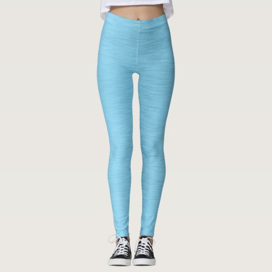 Pastel blauw-turquoise metallic-look leggings (Voorkant)