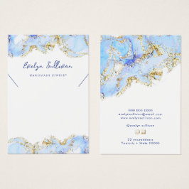 Pastel blauw vloeibaar marmer ketting display kaar visitekaartje