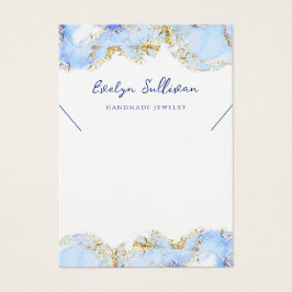 Pastel blauw vloeibaar marmer ketting display kaar visitekaartje