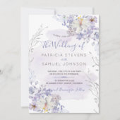 Pastel blauw voorjaar waterverf bloeit bruiloft kaart (Voorkant)