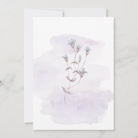 Pastel blauw voorjaar waterverf bloeit bruiloft kaart (Achterkant)