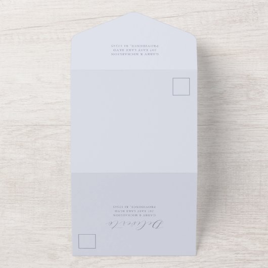  Pastel Blauw Waterverf Bloemen Huwelijk All In One Uitnodiging (Buitenkant)