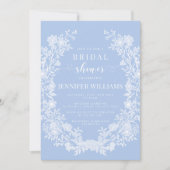 Pastel blauw wit bloemenklassiek Vrijgezellenfeest Kaart (Voorkant)