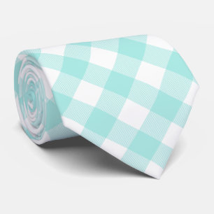 Pastel Blauw Wit Buffalo Plaid Patroon Stropdas