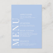 Pastel blauw wit eenvoudige bloemenbruiloft menuka informatiekaartje (Voorkant)
