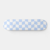 Pastel blauw wit golvend dambord patroon persoonlijk skateboard (Horizontaal)