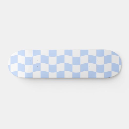 Pastel blauw wit golvend dambord patroon persoonlijk skateboard (Horizontaal)