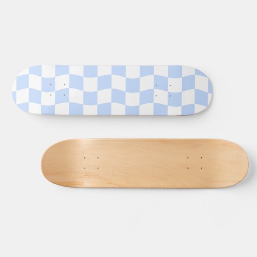Pastel blauw wit golvend dambord patroon persoonlijk skateboard (Horizontaal)
