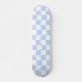 Pastel blauw wit golvend dambord patroon persoonlijk skateboard (Voorkant)