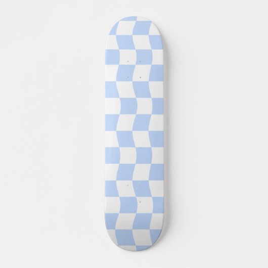 Pastel blauw wit golvend dambord patroon persoonlijk skateboard (Voorkant)