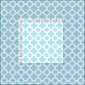 Pastel Blauw Wit Ikat Quatrefoil Art Pattern Stof (Delen)