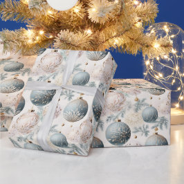 Pastel Blauw & Wit Kerstboom Decoraties Cadeaupapier