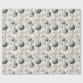 Pastel Blauw & Wit Kerstboom Decoraties Cadeaupapier (Vlak)