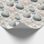 Pastel Blauw & Wit Kerstboom Decoraties Cadeaupapier (Hoek)