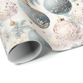 Pastel Blauw & Wit Kerstboom Decoraties Cadeaupapier (Rol Hoek)