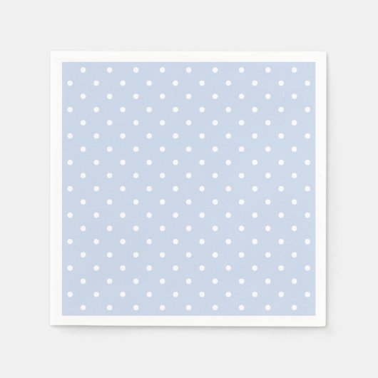 Pastel Blauw Wit Polka Dot Patroon Servet (Voorkant)