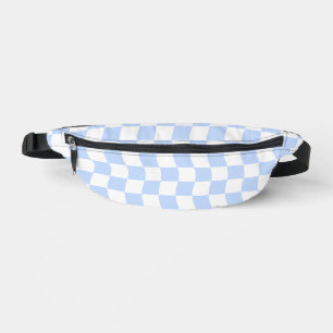 Pastel blauw wit retro dambordpatroon heuptasje