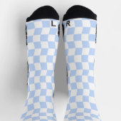 Pastel blauw wit retro dambordpatroon sokken (Top)