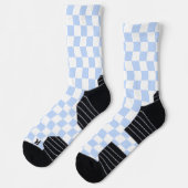 Pastel blauw wit retro dambordpatroon sokken (Links)