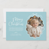 Pastel Blauw Wit Wavy Retro Foto Feestdagenkaart (Voorkant)