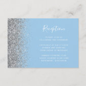 Pastel Blauw Zilver Glitter Bruiloft Receptie Encl Informatiekaartje (Voorkant)