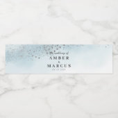 Pastel Blauw Zilver Sprookje Bruiloft Waterfles Etiket (Enkel label)