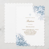 pastel blauwe baby's adem bloemen doop kaart (Voorkant / Achterkant)