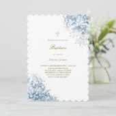 pastel blauwe baby's adem bloemen doop kaart (Staand voorkant)