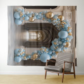  Pastel Blauwe Ballon Boog Hangen Wandkleed (In Situ (horizontaal))