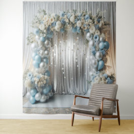 Pastel Blauwe Ballonboog Achtergrond, Zachte Blauw Wandkleed
