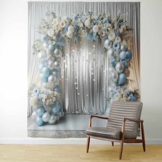 Pastel Blauwe Ballonboog Achtergrond, Zachte Blauw Wandkleed (In situ)