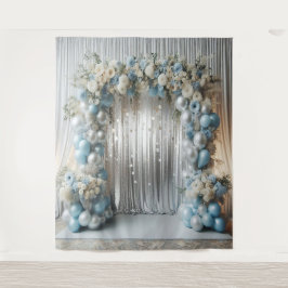Pastel Blauwe Ballonboog Achtergrond, Zachte Blauw Wandkleed