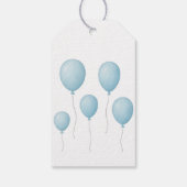 Pastel Blauwe Ballonnen & Auto Verjaardag Cadeaubi Cadeaulabel (Achterkant)