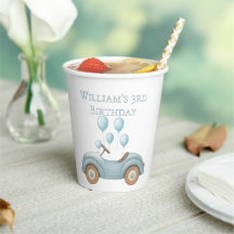 Pastel Blauwe Ballonnen & Auto Verjaardagsfeest -