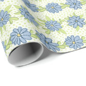 Pastel Blauwe Bloemen Bloemen Floral Spring Cadeaupapier (Rol Hoek)