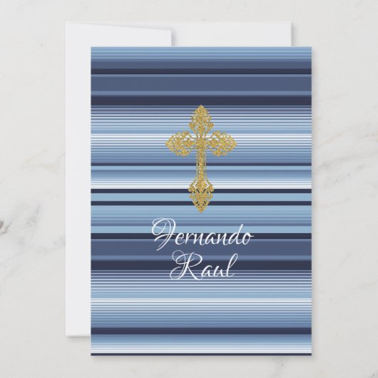 Pastel Blauwe Bloemen Fiesta Doop en Verjaardag Kaart (Achterkant)