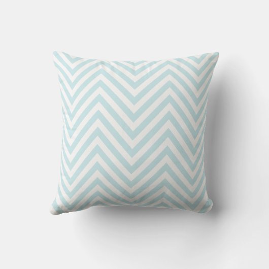 Pastel Blauwe Chevron Stripes met uw Monogram Kussen (Achterkant)